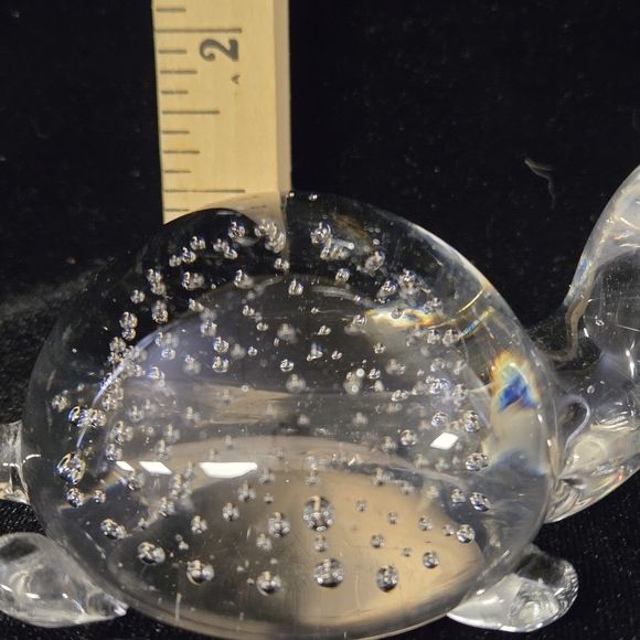 Clear Glass Bubble Art Turtle Figurine Paperweight - Picture 4 of 6